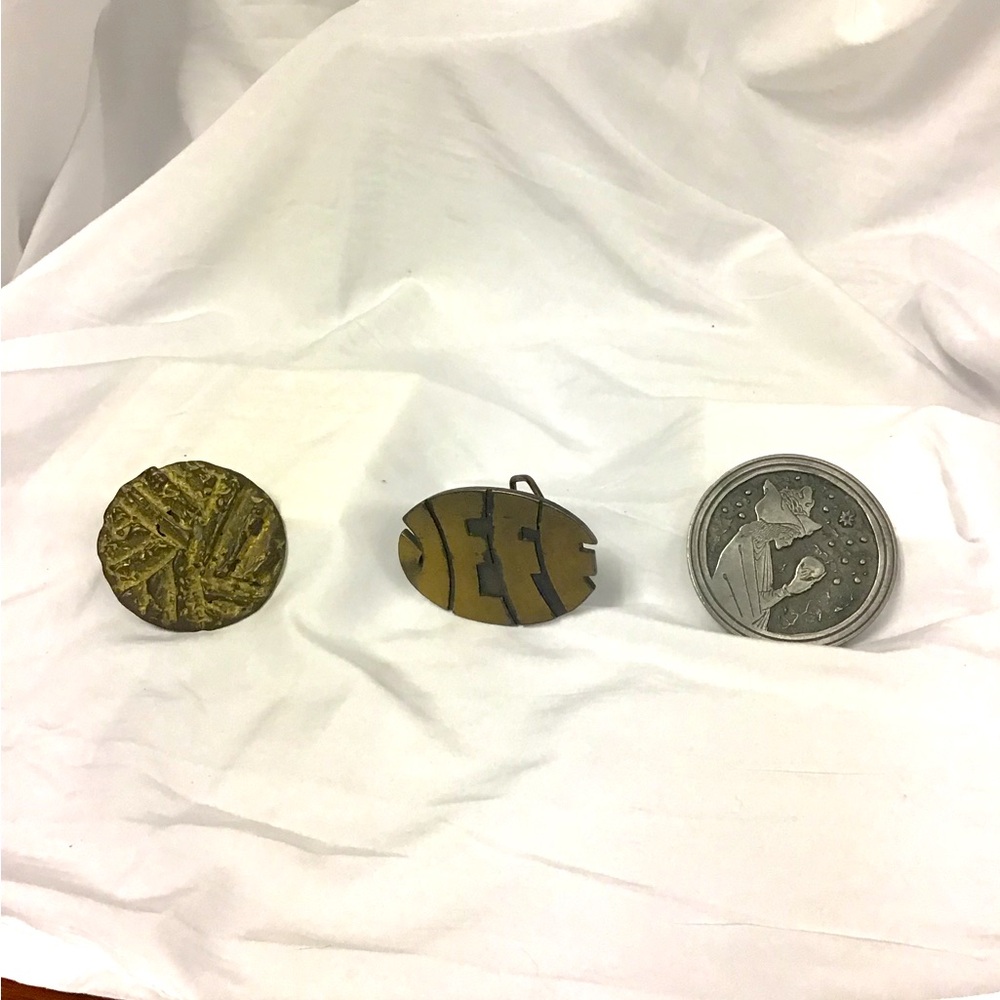 Vintage Indiana Metal Craft Belt Buckles.